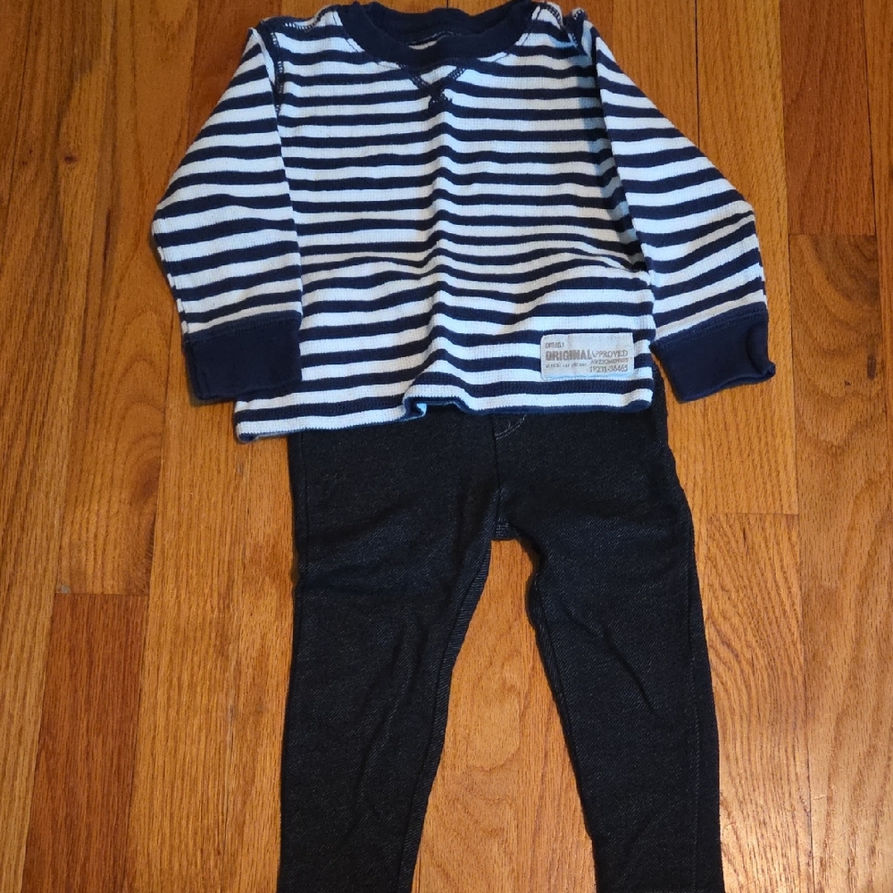 Carter's Navy and White Striped Top With Levi Strech Jean Bottoms